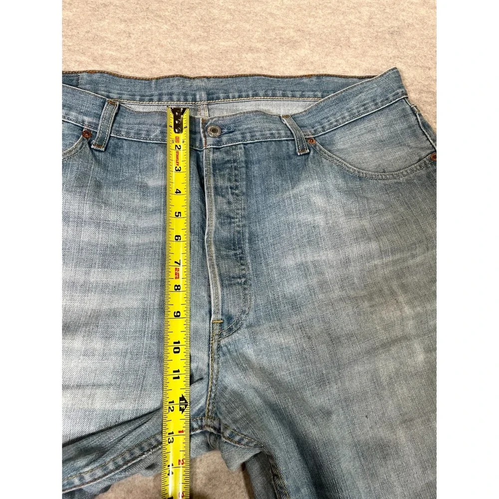 Levis 505 Regular Fit Jeans Mens 36x30 Blue‎ Whiskered Denim Straight Leg Cotton